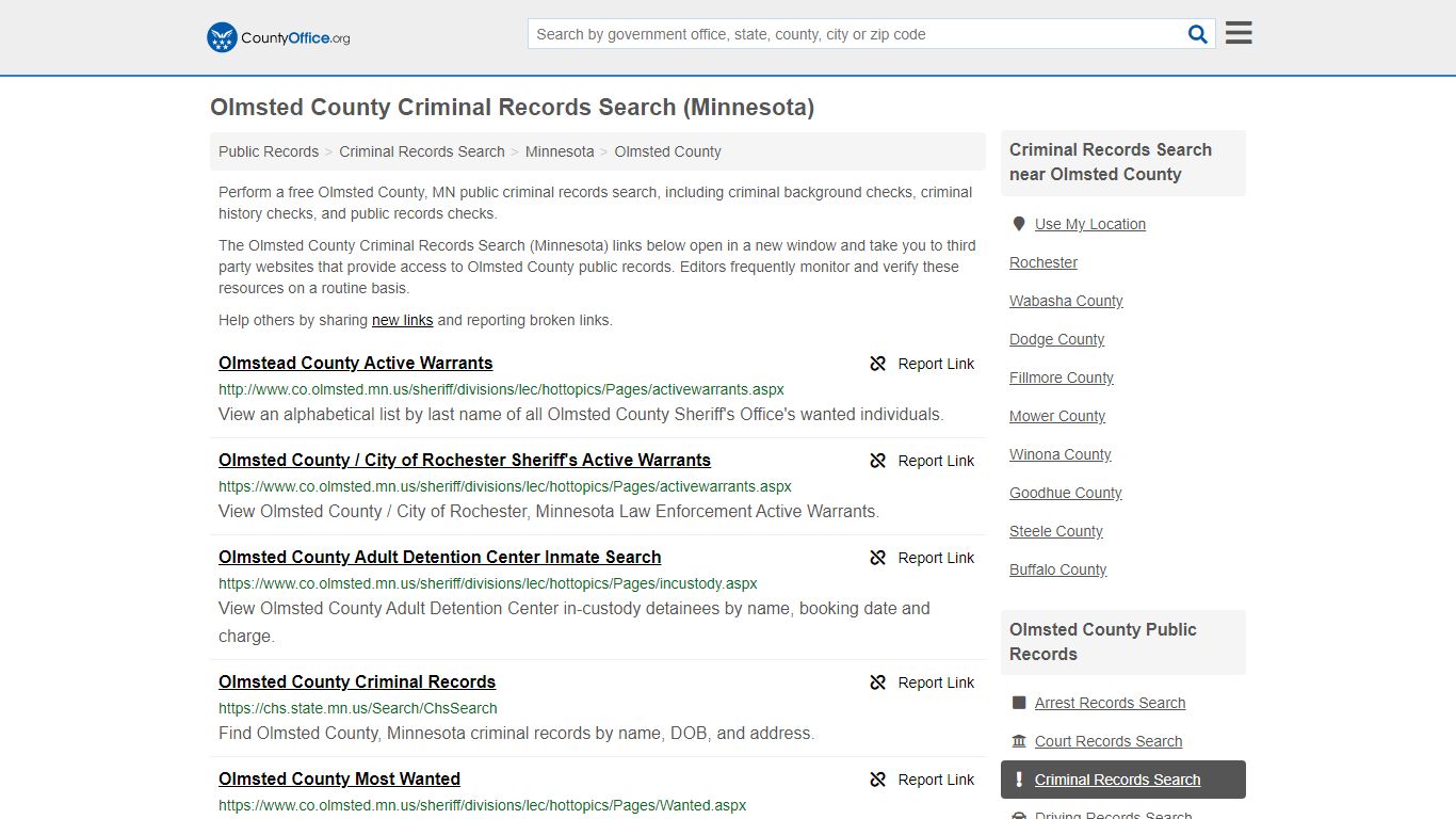 Criminal Records Search - Olmsted County, MN (Arrests ...